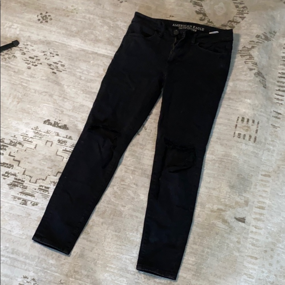 American eagle distressed black high-rise